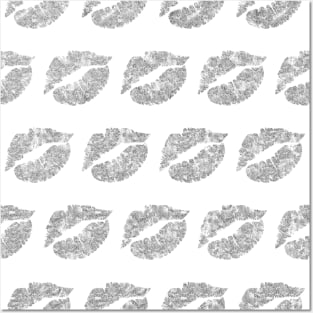 Silver Pattern Neck Gaiter Lips Silver Neck Gator Posters and Art